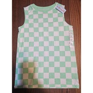 NEW Cat & Jack Checkered Green and White Boys' Sleeveless Top